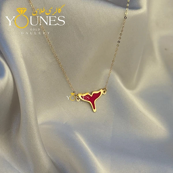 تصویر دوم گردنبند میناکاری دم وال سرخابی طلا